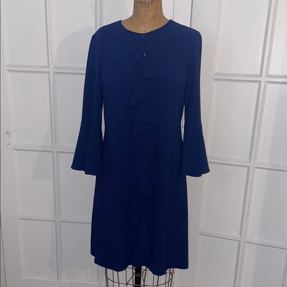 Gabby Skye Blue Ruffle Front Dress size 10